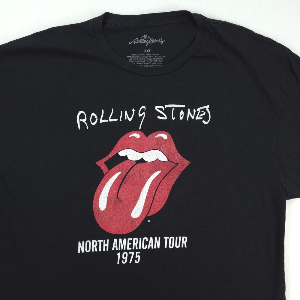 Rolling Stones Shirt Mens XXL Black North American Tour 1975 Reprint Rock Band